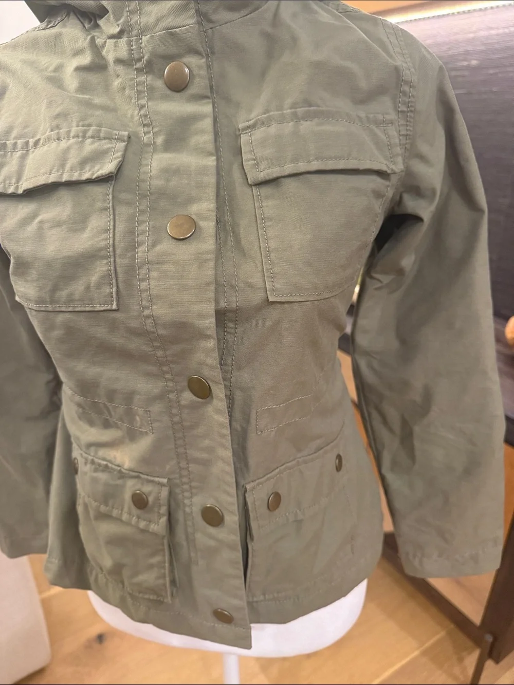 Girls Old Navy Olive Utility Hooded Jacket for Kids size L 10-12